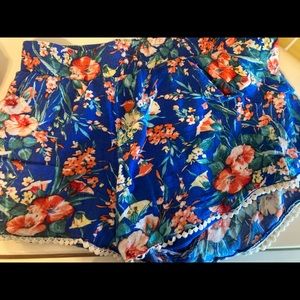 Blue floral patterned shorts
